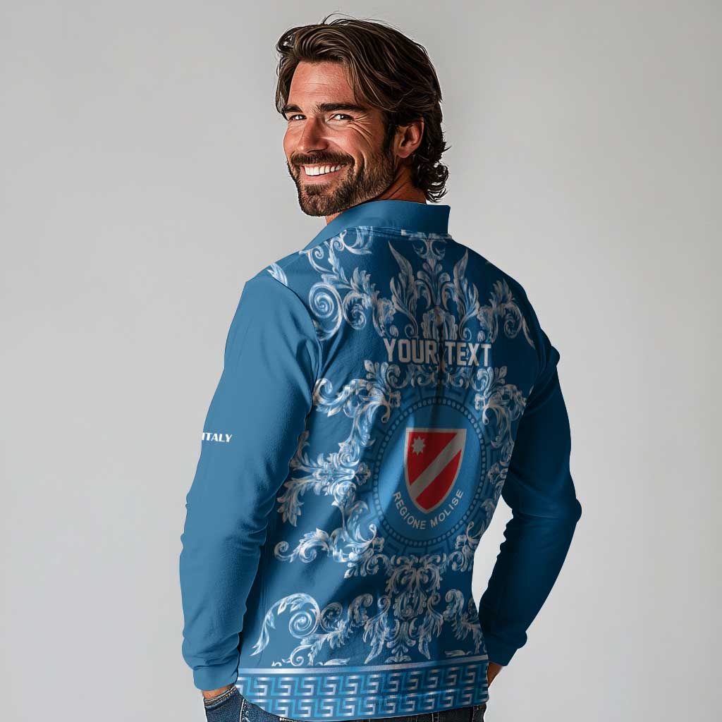 Personalized Italy Molise Long Sleeve Polo Shirt Baroque Motif