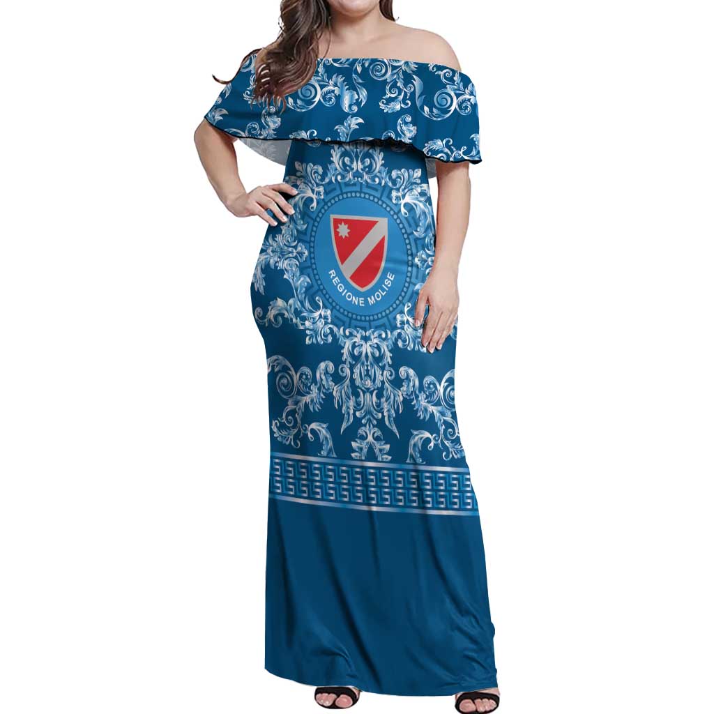 Personalized Italy Molise Off Shoulder Maxi Dress Baroque Motif