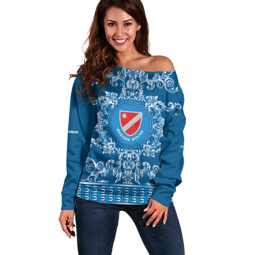 Personalized Italy Molise Off Shoulder Sweater Baroque Motif