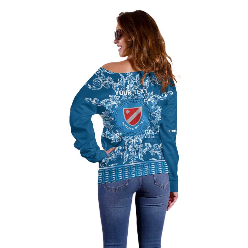 Personalized Italy Molise Off Shoulder Sweater Baroque Motif