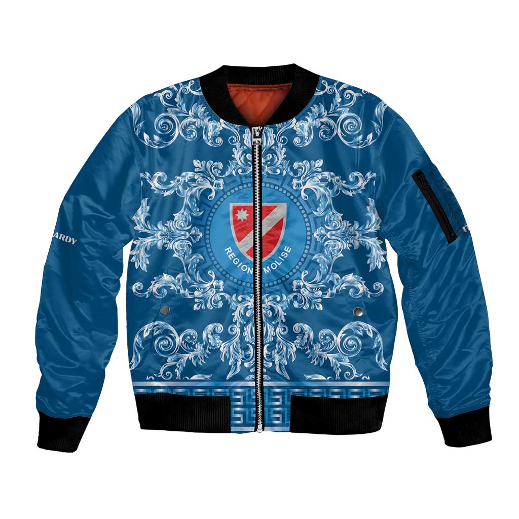 Personalized Italy Molise Sleeve Zip Bomber Jacket Baroque Motif