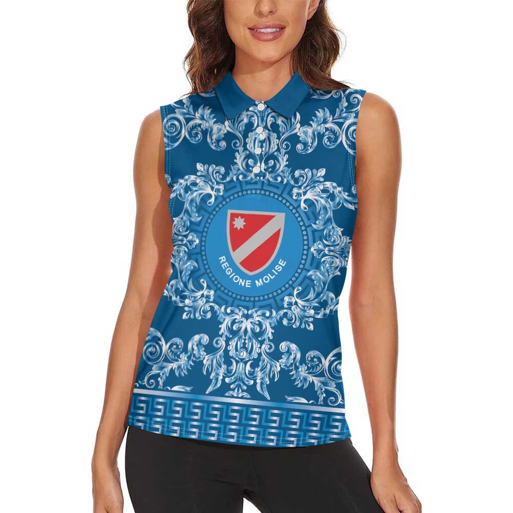 Personalized Italy Molise Women Sleeveless Polo Shirt Baroque Motif