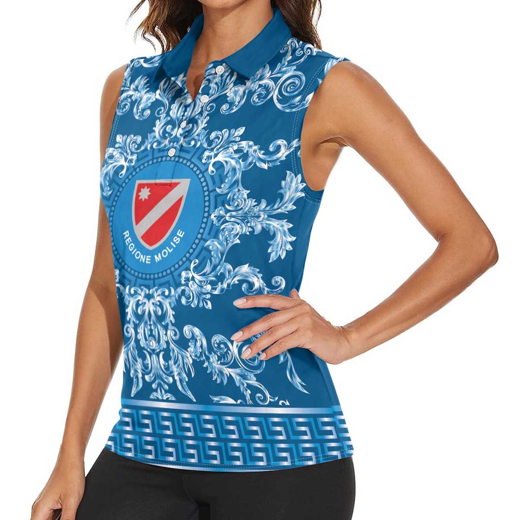 Personalized Italy Molise Women Sleeveless Polo Shirt Baroque Motif