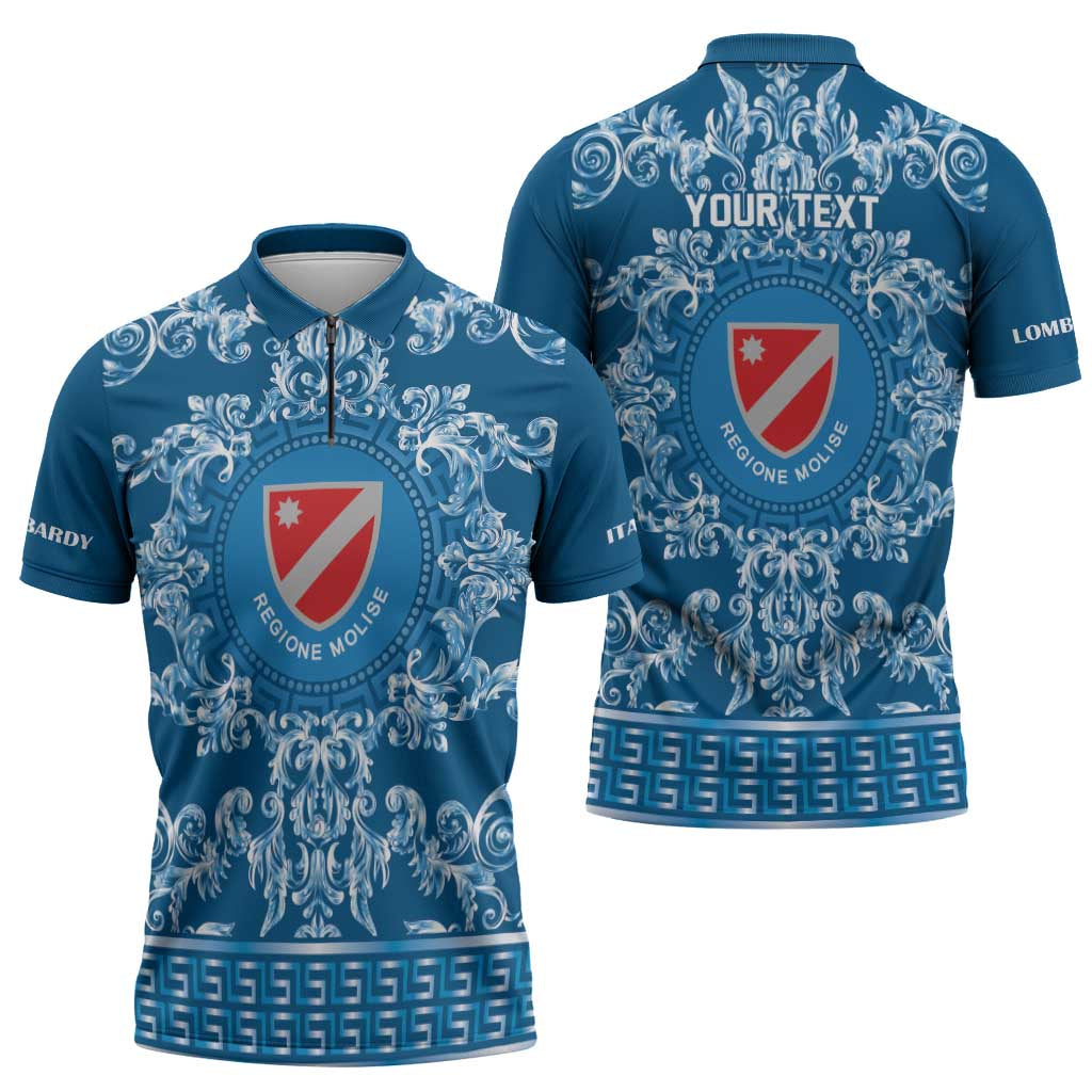 Personalized Italy Molise Zipper Polo Shirt Baroque Motif