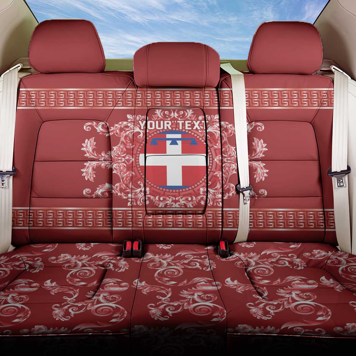 Personalized Italy Piedmont Back Car Seat Cover Baroque Motif