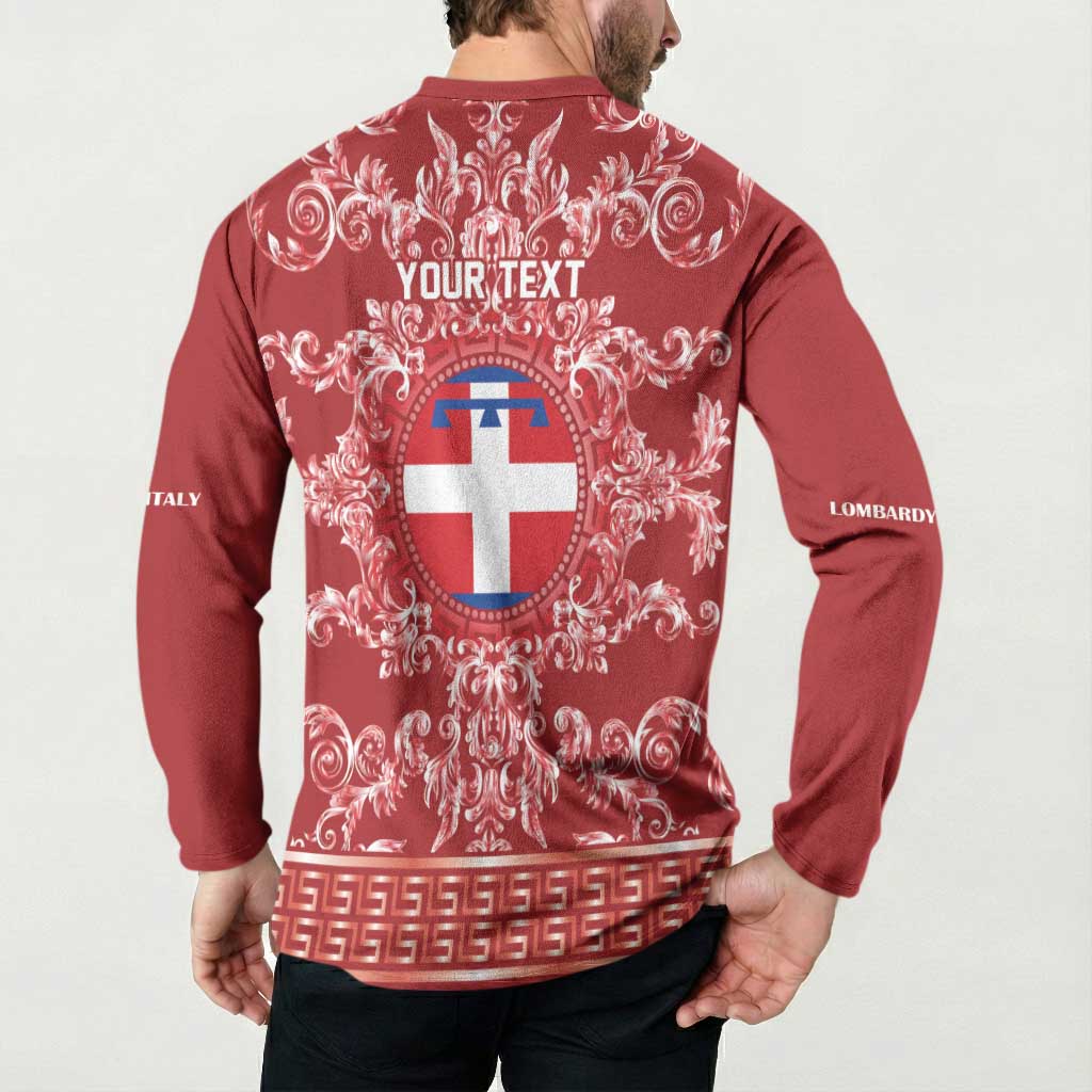 Personalized Italy Piedmont Button Sweatshirt Baroque Motif