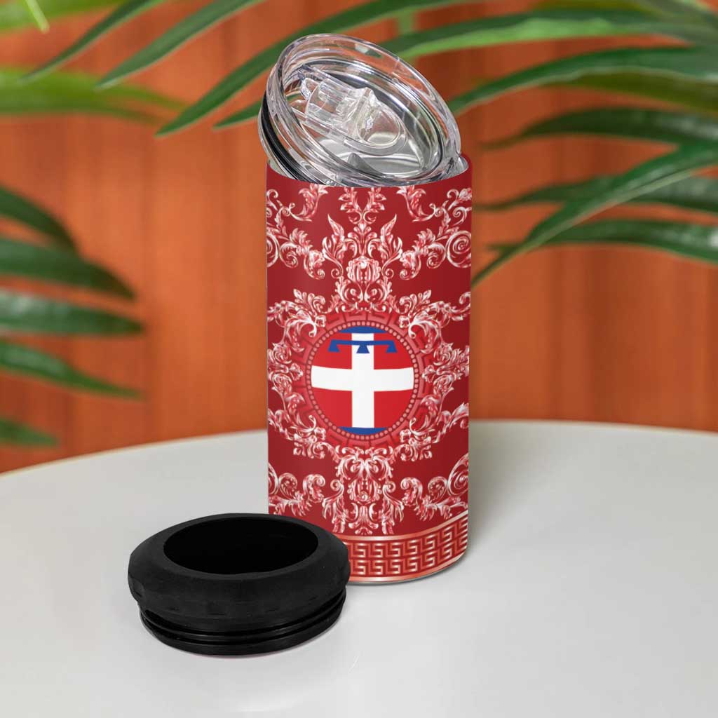 Personalized Italy Piedmont 4 in 1 Can Cooler Tumbler Baroque Motif