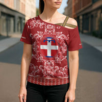 Personalized Italy Piedmont Cross Shoulder Shirt Baroque Motif