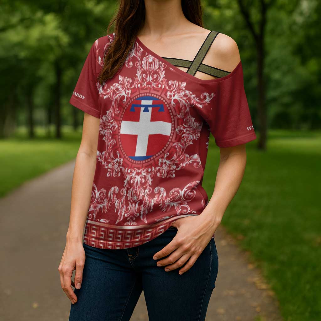 Personalized Italy Piedmont Cross Shoulder Shirt Baroque Motif