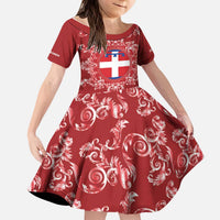 Personalized Italy Piedmont Kid Short Sleeve Dress Baroque Motif