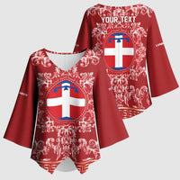Personalized Italy Piedmont Kimono Sleeve Blouse Baroque Motif