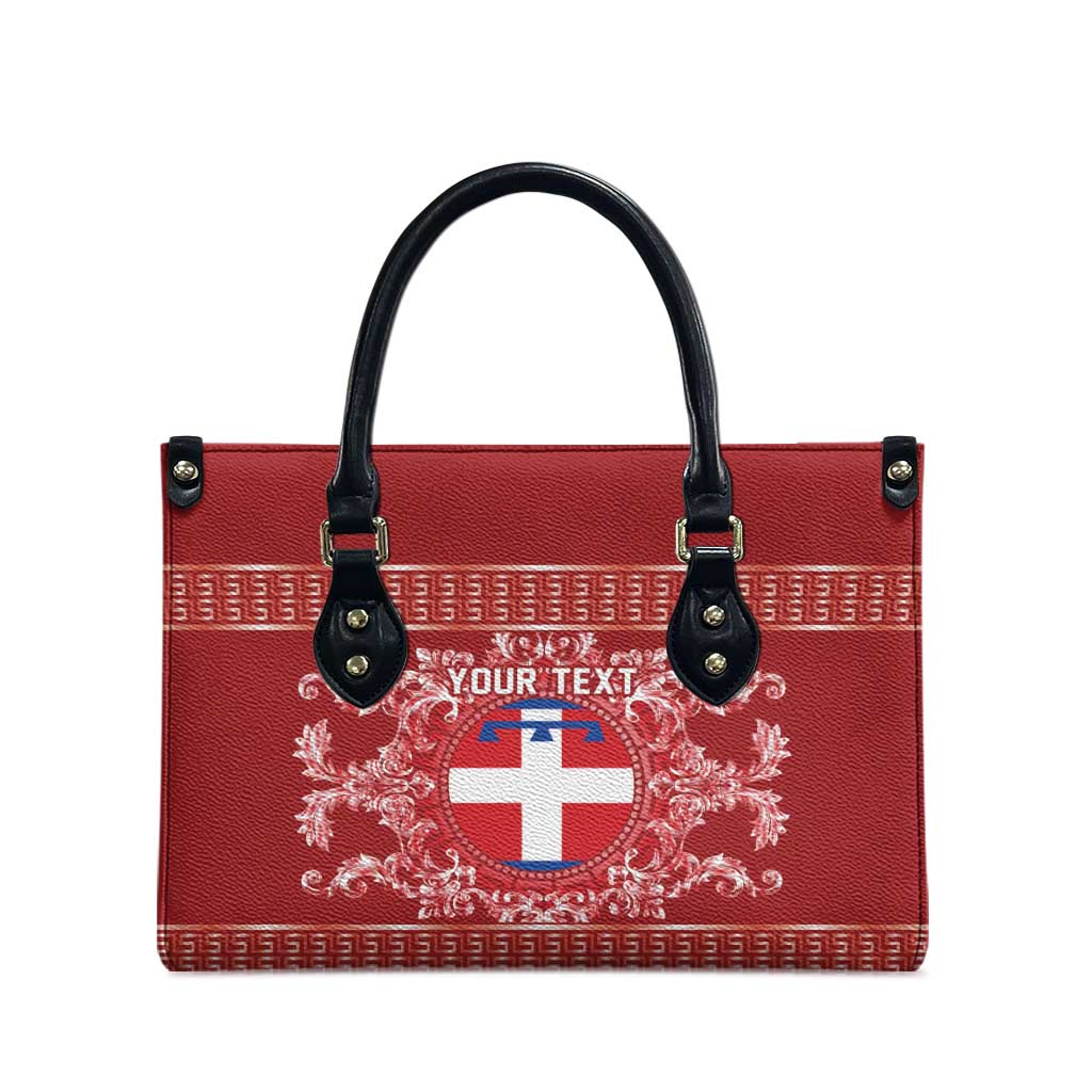 Personalized Italy Piedmont Leather Bag Baroque Motif