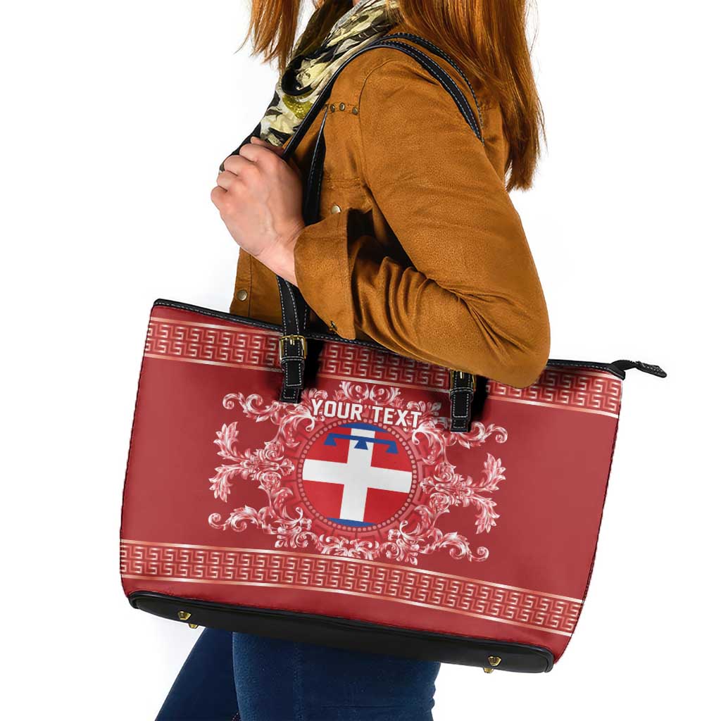 Personalized Italy Piedmont Leather Tote Bag Baroque Motif