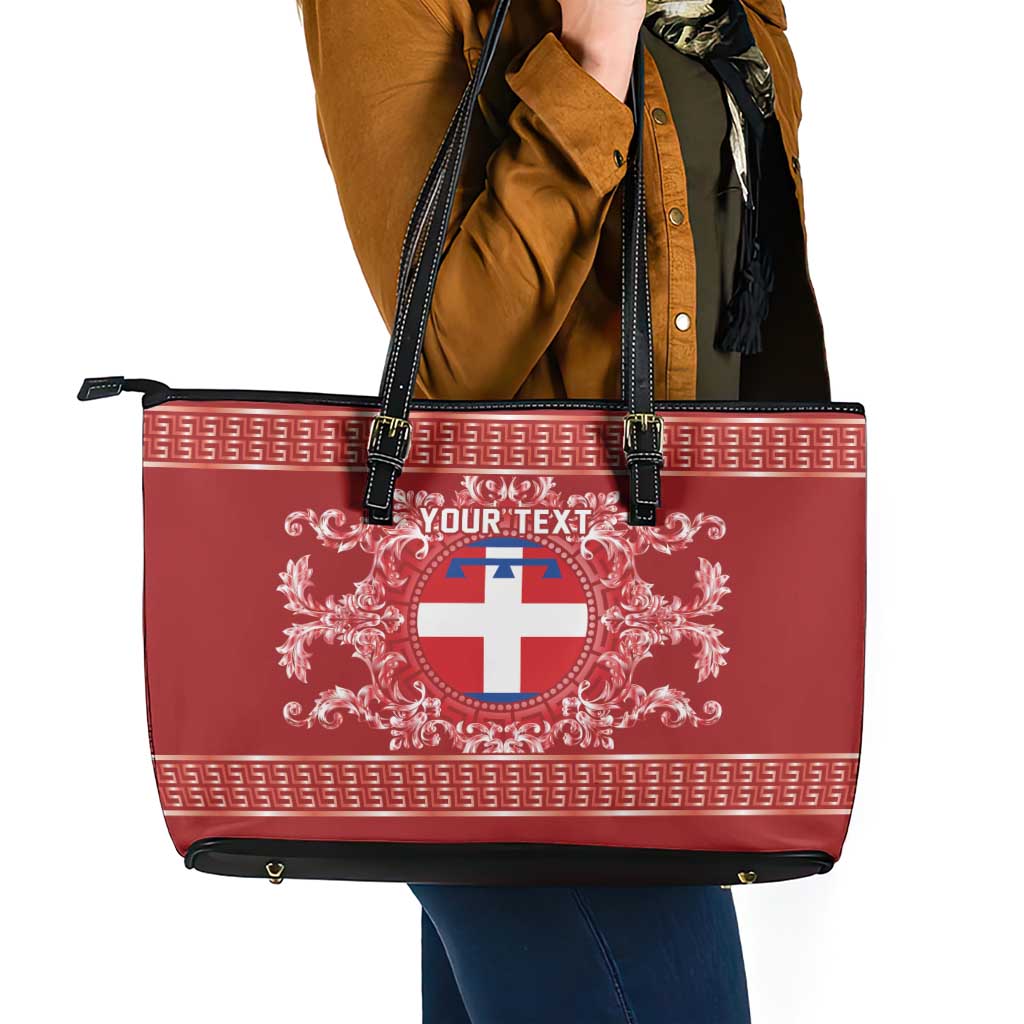 Personalized Italy Piedmont Leather Tote Bag Baroque Motif