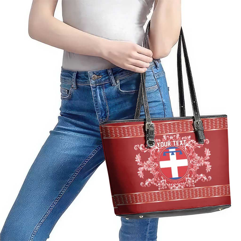 Personalized Italy Piedmont Leather Tote Bag Baroque Motif