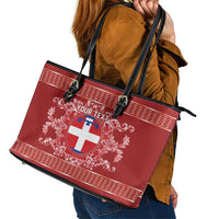 Personalized Italy Piedmont Leather Tote Bag Baroque Motif