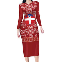 Personalized Italy Piedmont Long Sleeve Bodycon Dress Baroque Motif