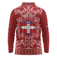 Personalized Italy Piedmont Long Sleeve Polo Shirt Baroque Motif