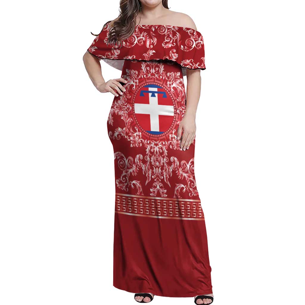 Personalized Italy Piedmont Off Shoulder Maxi Dress Baroque Motif