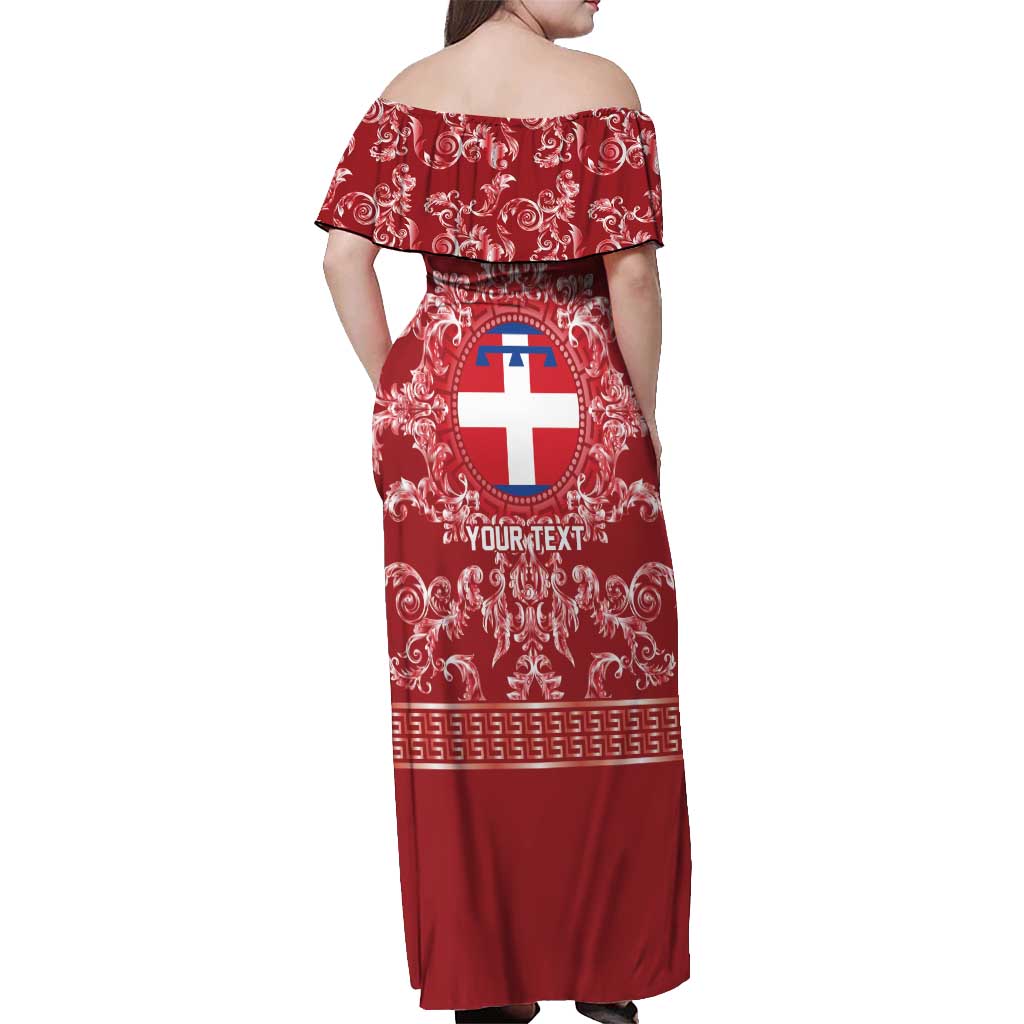 Personalized Italy Piedmont Off Shoulder Maxi Dress Baroque Motif
