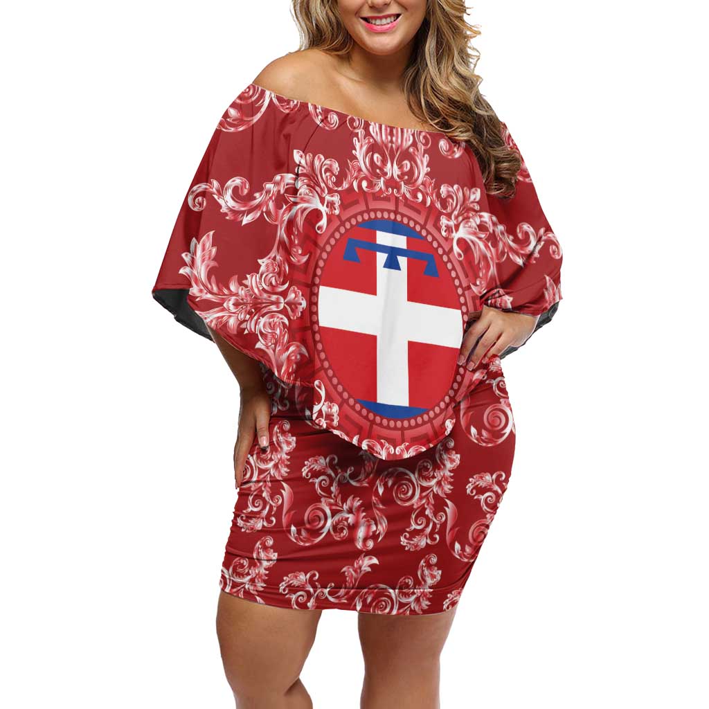 Personalized Italy Piedmont Off Shoulder Short Dress Baroque Motif