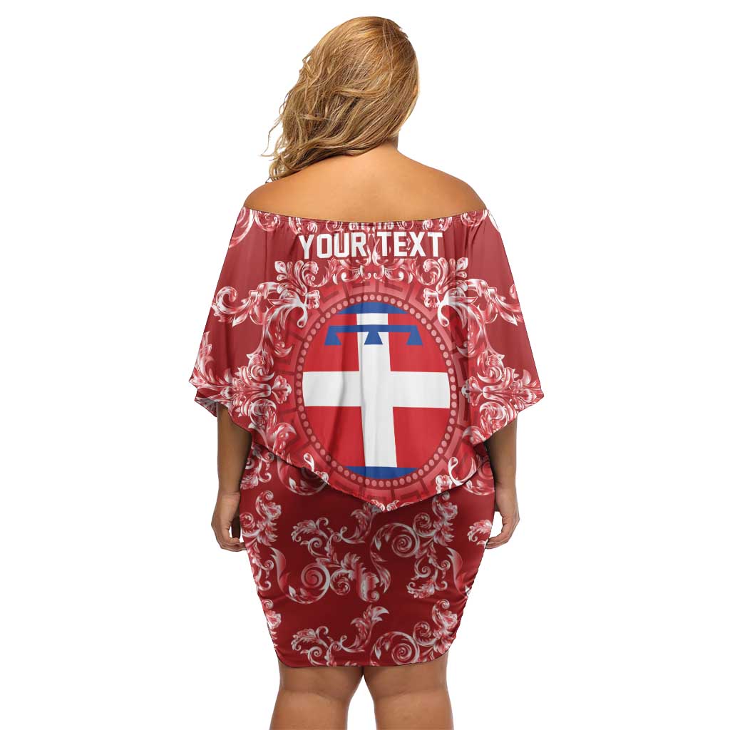 Personalized Italy Piedmont Off Shoulder Short Dress Baroque Motif