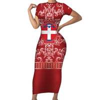 Personalized Italy Piedmont Short Sleeve Bodycon Dress Baroque Motif