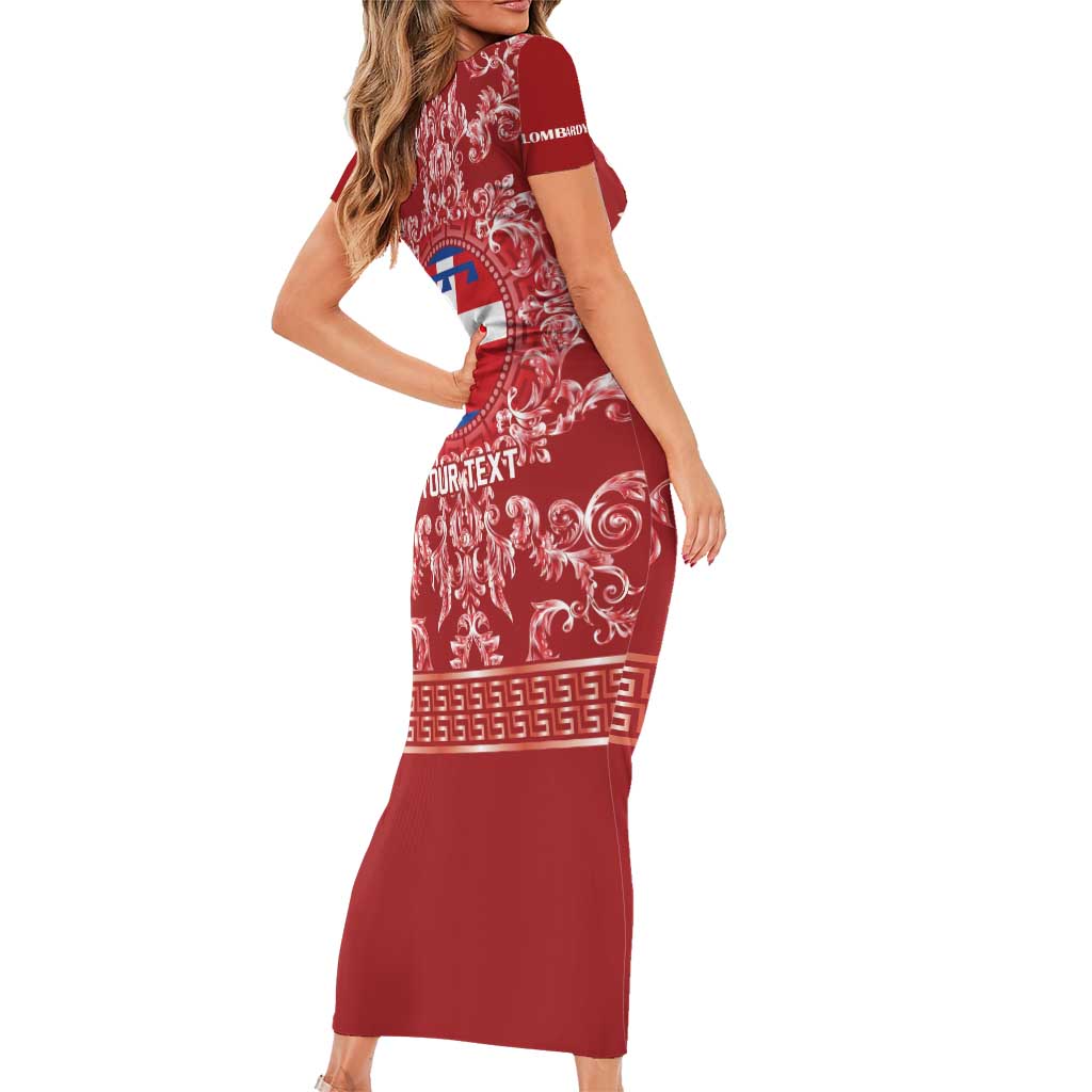Personalized Italy Piedmont Short Sleeve Bodycon Dress Baroque Motif