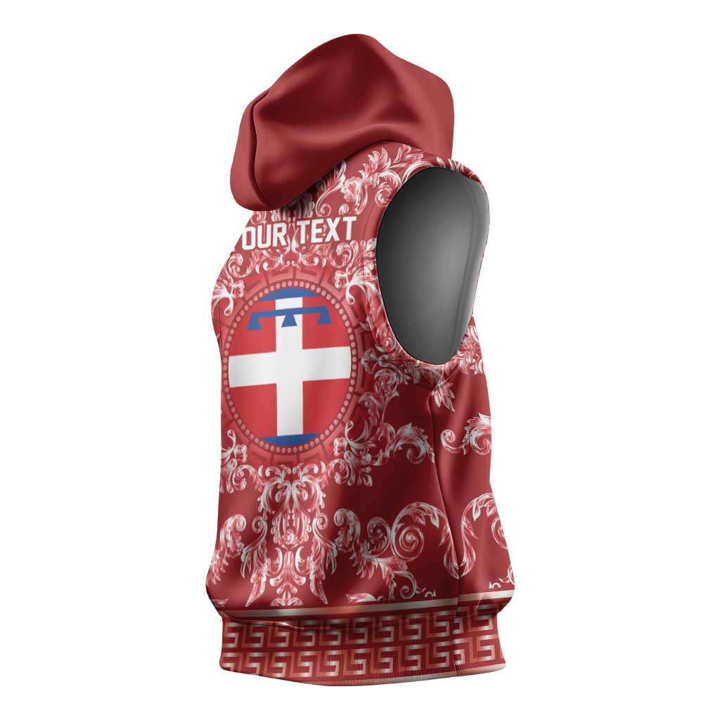 Personalized Italy Piedmont Sleeveless Hoodie Baroque Motif