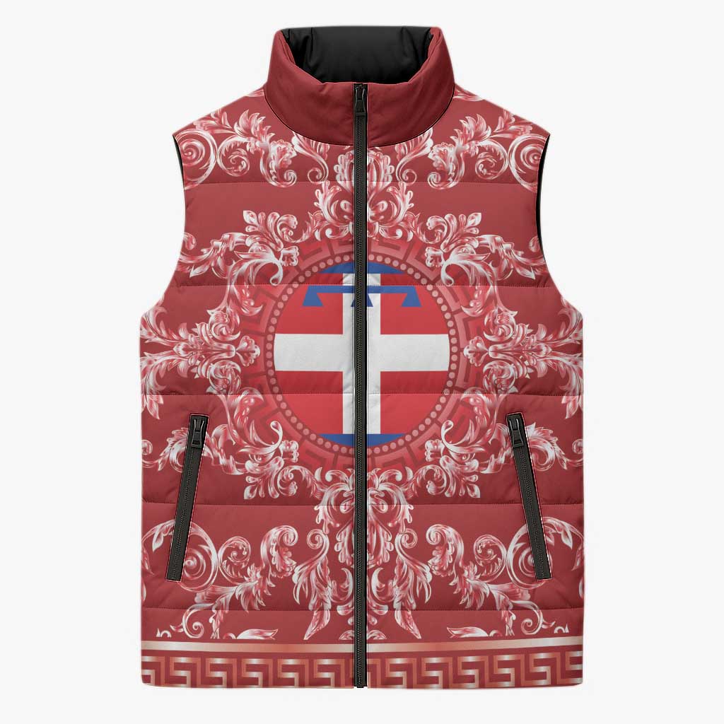 Personalized Italy Piedmont Sleeveless Puffer Jacket Baroque Motif