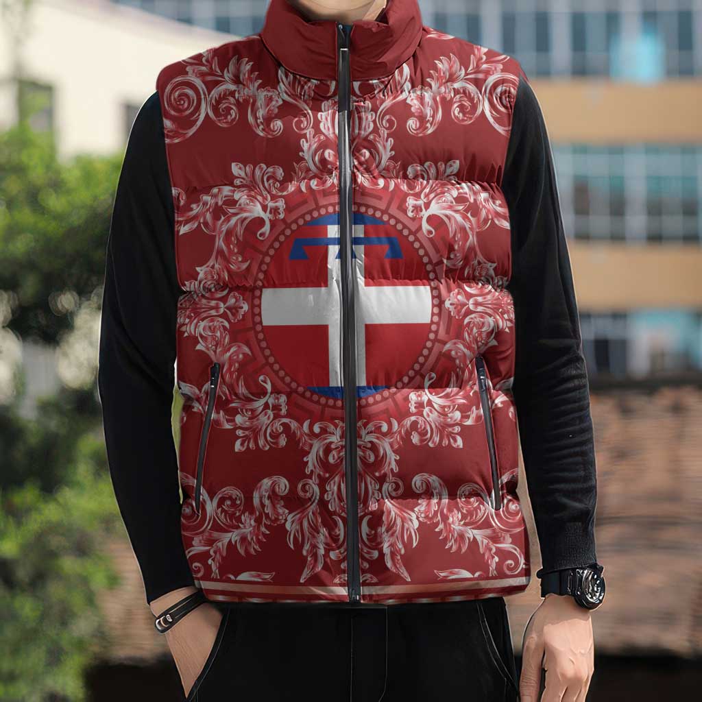Personalized Italy Piedmont Sleeveless Puffer Jacket Baroque Motif