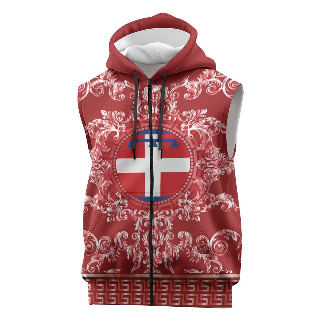 Personalized Italy Piedmont Sleeveless Zip Hoodie Baroque Motif