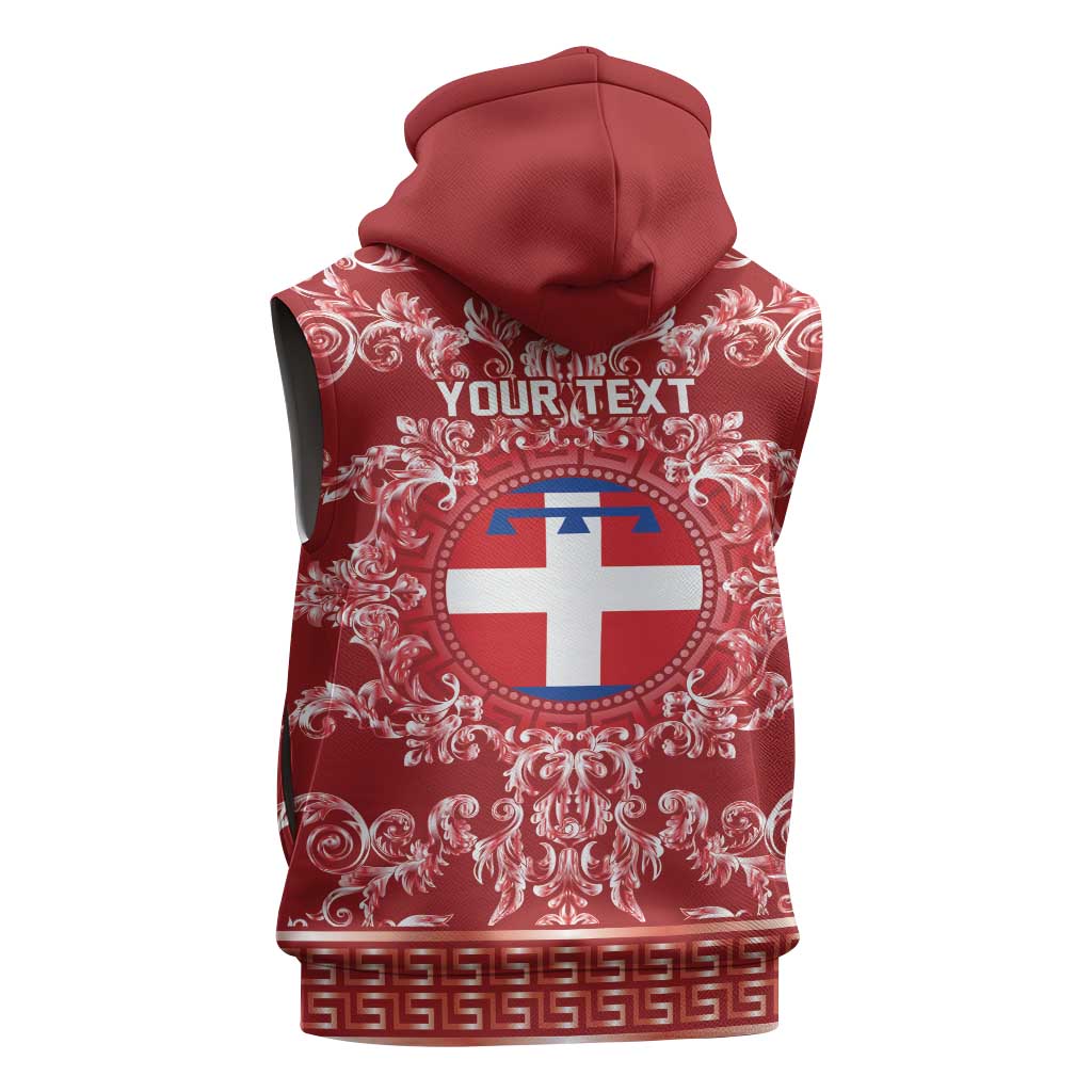 Personalized Italy Piedmont Sleeveless Zip Hoodie Baroque Motif