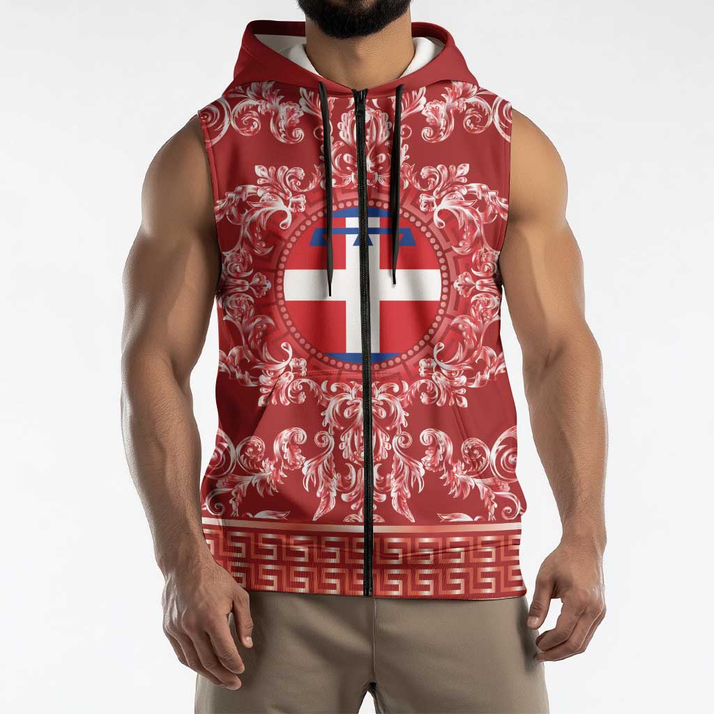 Personalized Italy Piedmont Sleeveless Zip Hoodie Baroque Motif