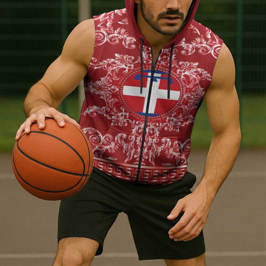 Personalized Italy Piedmont Sleeveless Zip Hoodie Baroque Motif
