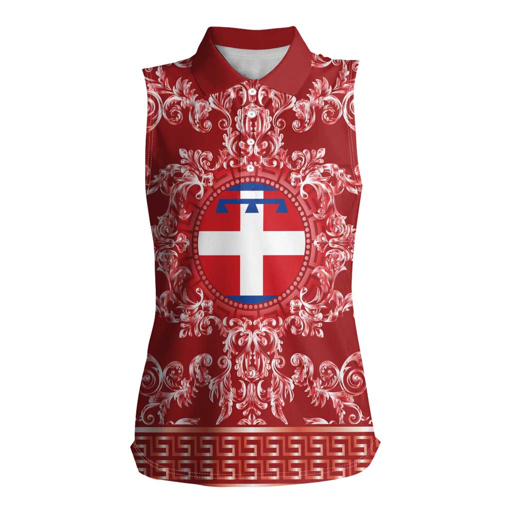 Personalized Italy Piedmont Women Sleeveless Polo Shirt Baroque Motif