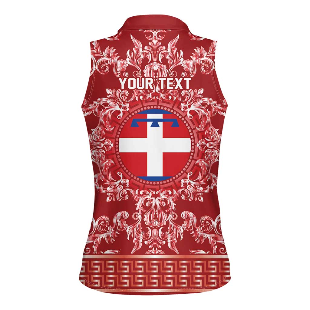 Personalized Italy Piedmont Women Sleeveless Polo Shirt Baroque Motif