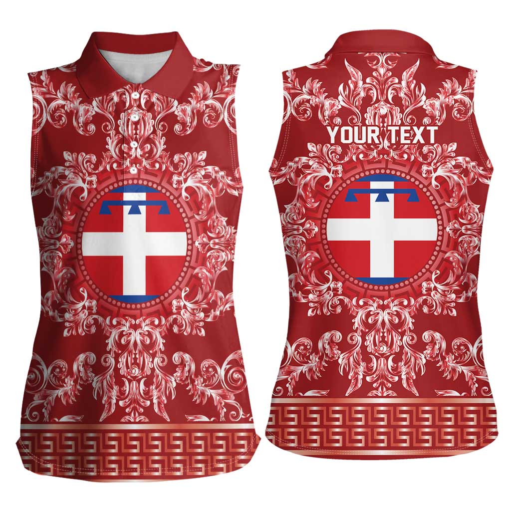 Personalized Italy Piedmont Women Sleeveless Polo Shirt Baroque Motif