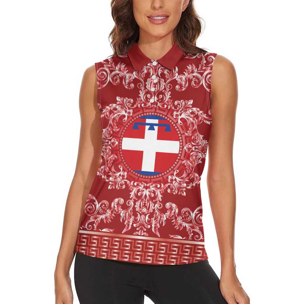 Personalized Italy Piedmont Women Sleeveless Polo Shirt Baroque Motif
