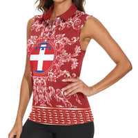Personalized Italy Piedmont Women Sleeveless Polo Shirt Baroque Motif