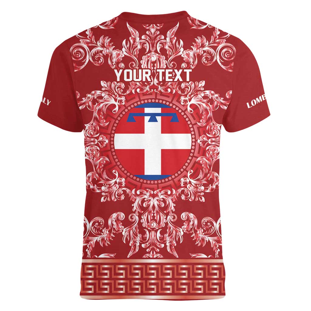 Personalized Italy Piedmont Women V-Neck T-Shirt Baroque Motif