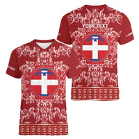 Personalized Italy Piedmont Women V-Neck T-Shirt Baroque Motif