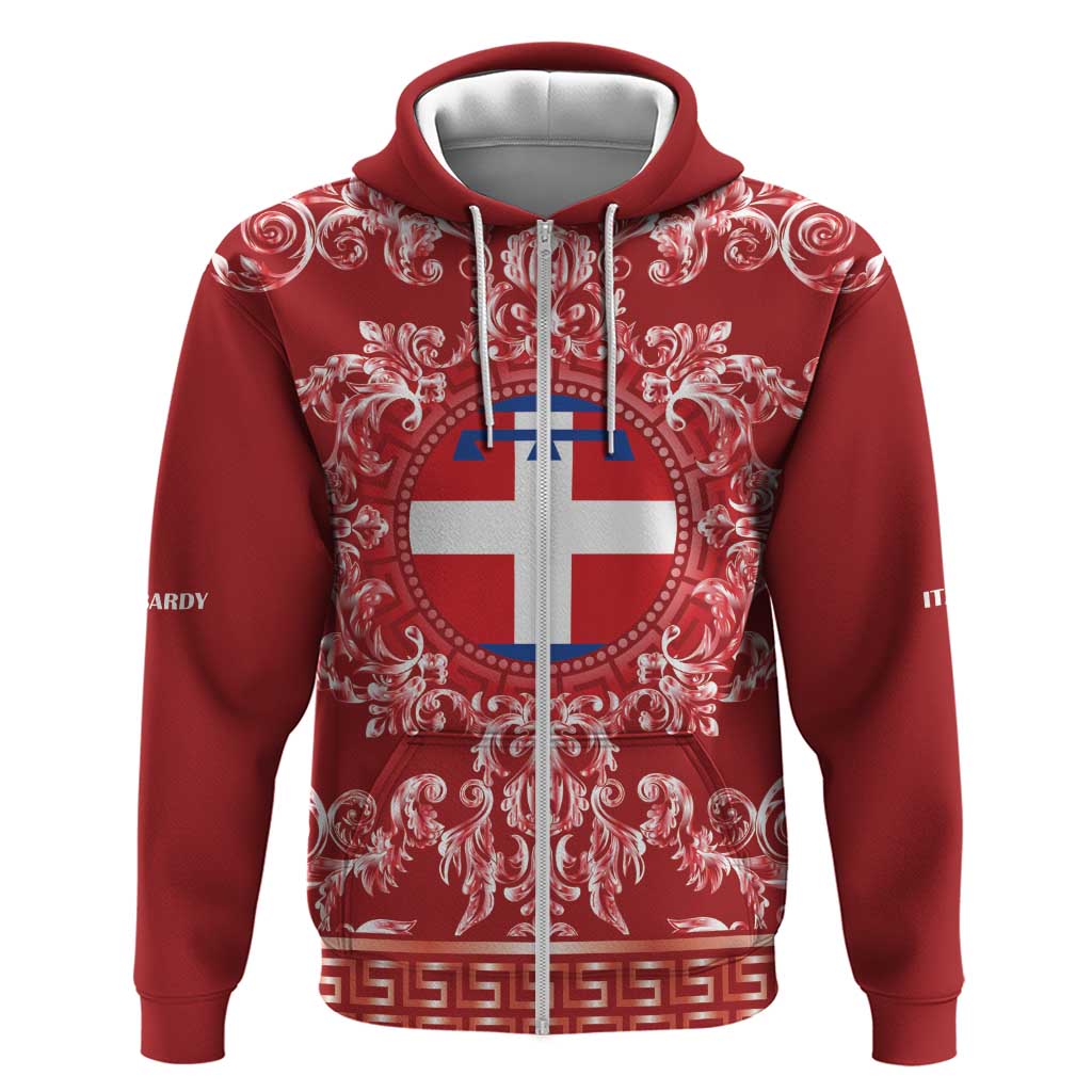 Personalized Italy Piedmont Zip Hoodie Baroque Motif