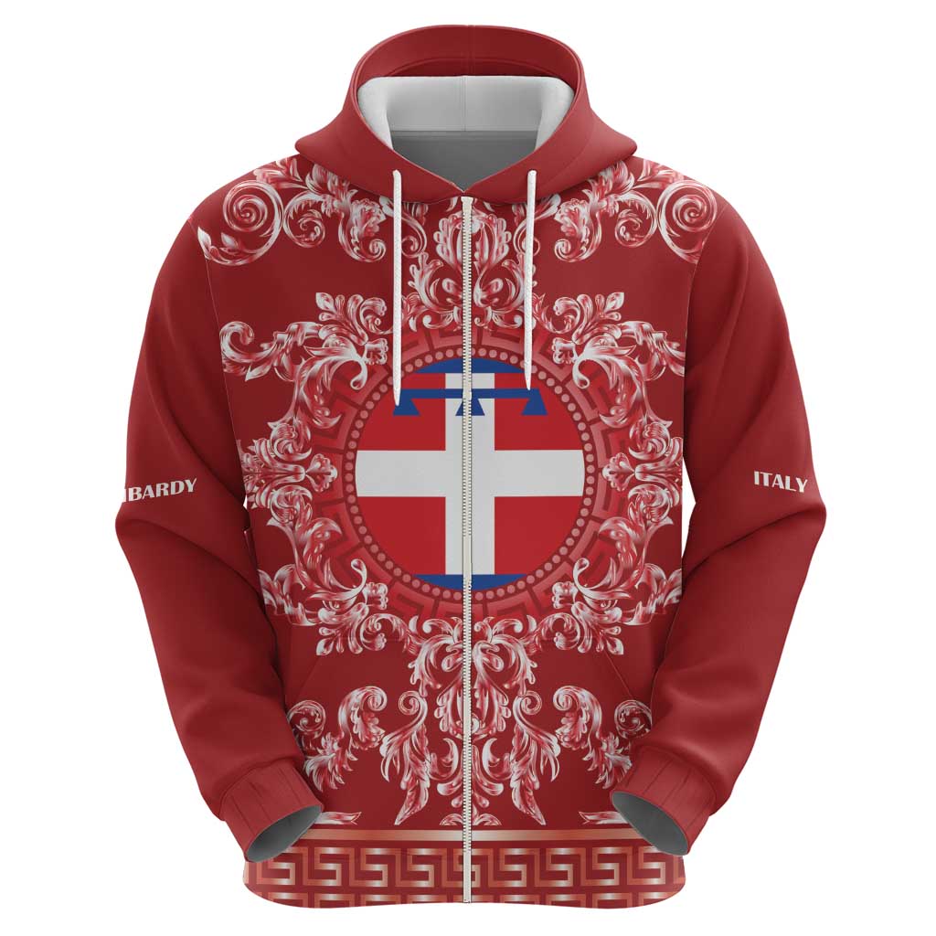 Personalized Italy Piedmont Zip Hoodie Baroque Motif
