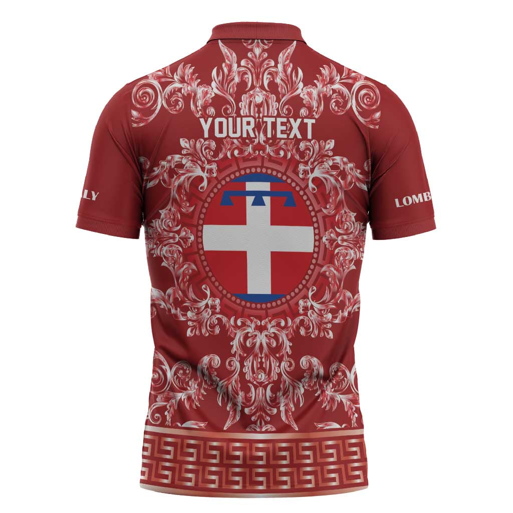 Personalized Italy Piedmont Zipper Polo Shirt Baroque Motif