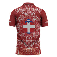 Personalized Italy Piedmont Zipper Polo Shirt Baroque Motif