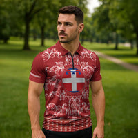 Personalized Italy Piedmont Zipper Polo Shirt Baroque Motif