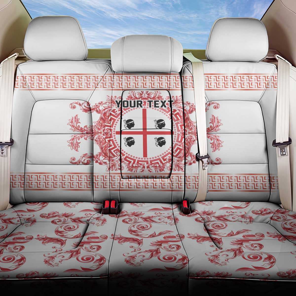 Personalized Italy Sardinia Back Car Seat Cover Baroque Motif