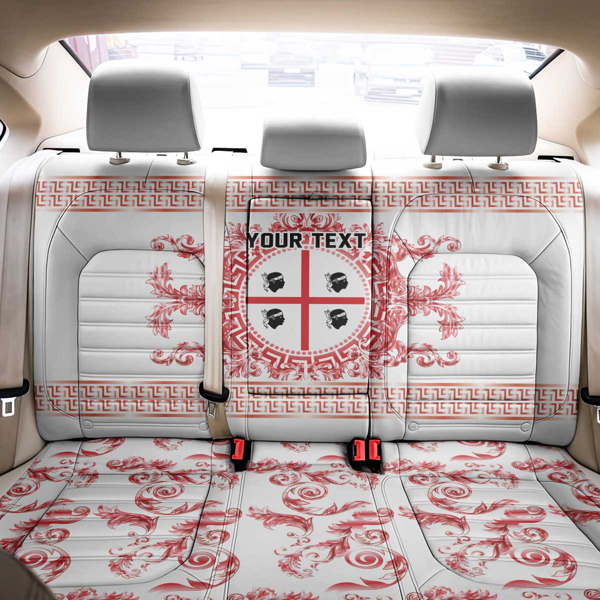 Personalized Italy Sardinia Back Car Seat Cover Baroque Motif