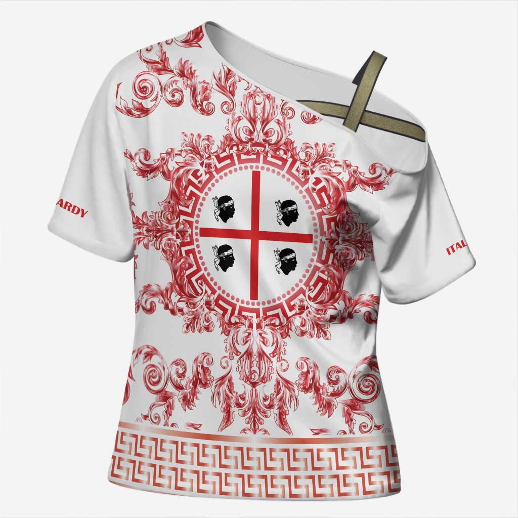 Personalized Italy Sardinia Cross Shoulder Shirt Baroque Motif